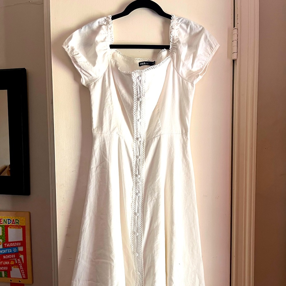 Anthropologie Vintage A-line white cotton dress